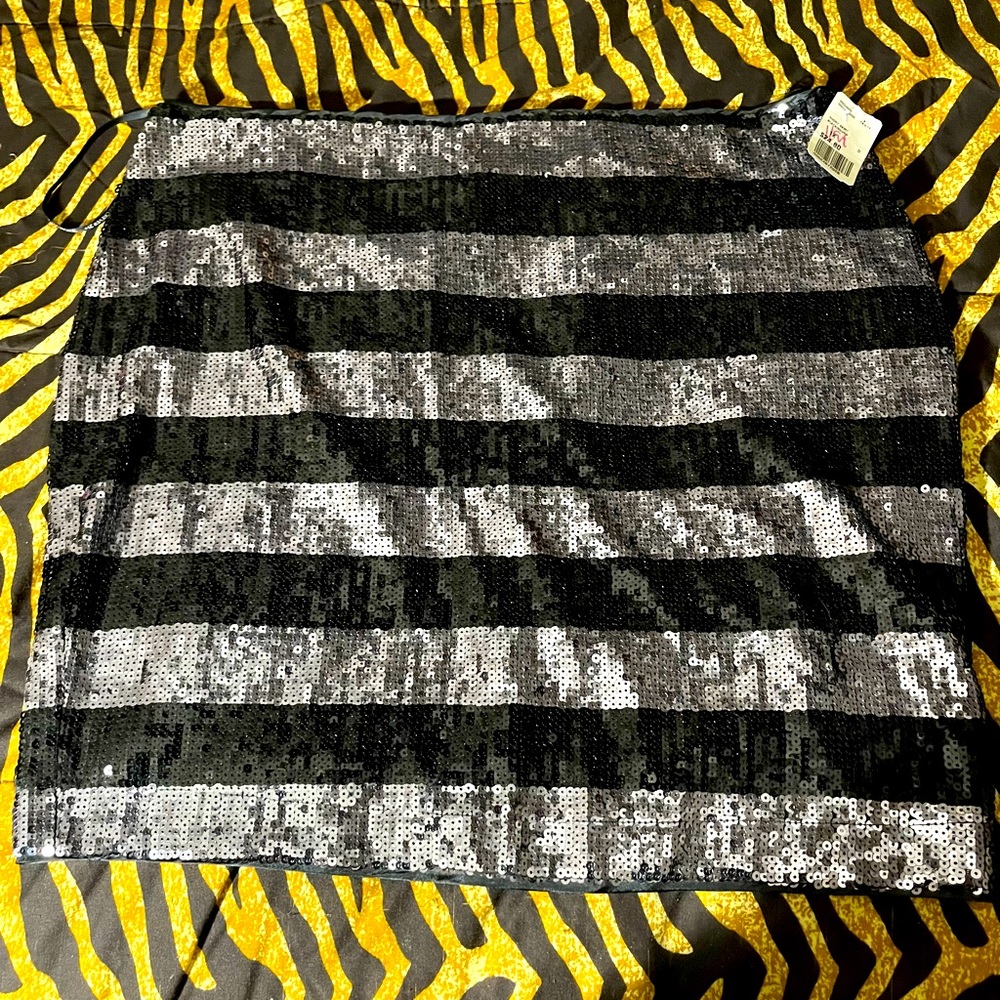 Sequin Silver & Black Mini Skirt